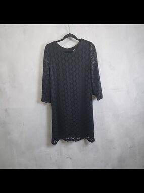 Ronni Nicole Black Lace Shift Midi Dress